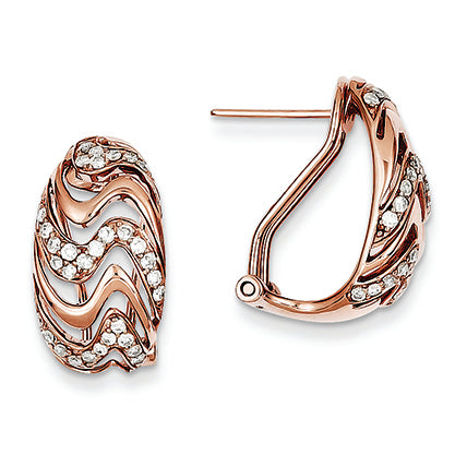 0.6 Carat 14K Gold Rose Gold Diamond Omega Back Post Earrings