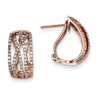 0.8 Carat 14K Gold Rose Gold Diamond Omega Back Earrings