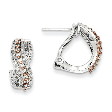0.5 Carat 14K Gold White and Rose Gold Diamond Omega Back Earrings