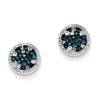 0.5 Carat 14K White Gold Blue and White Diamond Round Post Earrings