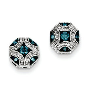 0.3 Carat 14K White Gold White & Blue Diamond Post Earrings