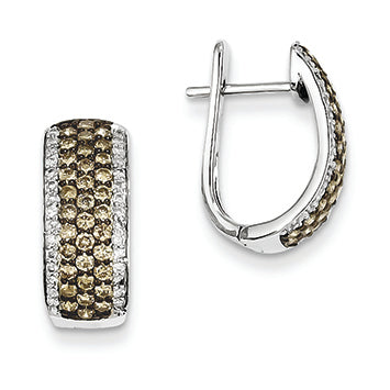 1.1 Carat 14K White Gold Champagne and White Diamond Black Rhodium-plated Hinged Hoop