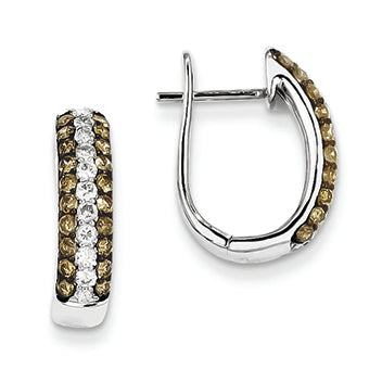 1.1 Carat 14K White Gold Champagne and White Diamond Black Rhodium-plated Hinged Hoop