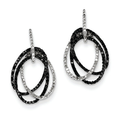 0.5 Carat 14K White Gold White and Black Diamond Ovals Dangle Post Earrings