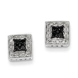 0.3 Carat 14K White Gold White & Black Diamond Square Post Earrings