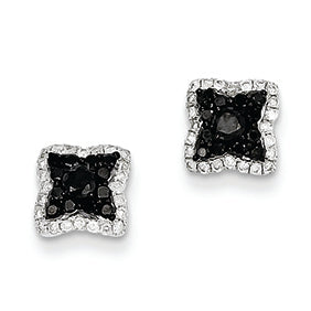 0.6 Carat 14K White Gold Black and White Diamond Square Post Earrings