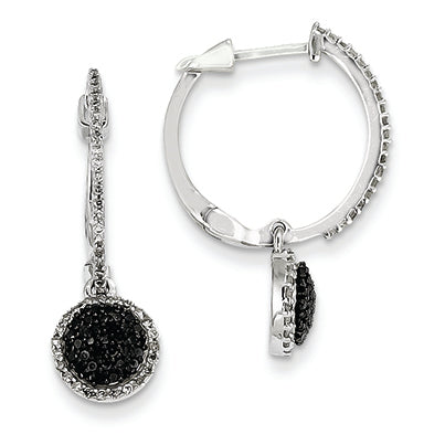 0.5 Carat 14K White Gold White and Black Diamond Hinged Hoop Earrings