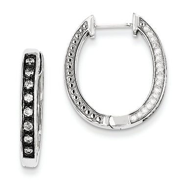 0.3 Carat 14K White Gold Diamond Black Rhodium-plated Hinged Hoop Earrings