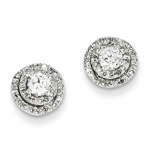0.5 Carat 14K White Gold Diamond Round Post Earrings