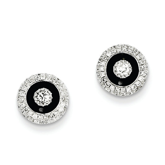 0.5 Carat 14K White Gold Diamond Circle Black Rhodium-plated Post Earrings