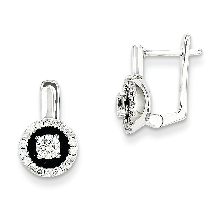 0.6 Carat 14K White Gold Diamond Circle Black Rhodium-plated Hinged Hoop Earrings