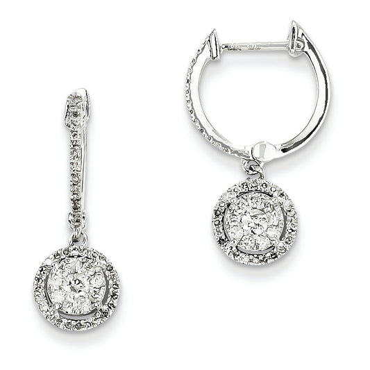 0.5 Carat 14K White Gold Diamond Hinged Hoop Earrings