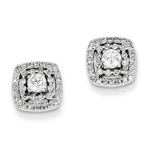 0.5 Carat 14K White Gold Diamond Square Post Earrings