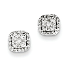 0.3 Carat 14K White Gold Diamond Square Screw Back Post Earrings