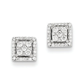 0.3 Carat 14K White Gold Diamond Square Screw Back Post Earrings