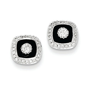 0.3 Carat 14K White Gold Diamond Square Black Rhodium-plated Post Earrings