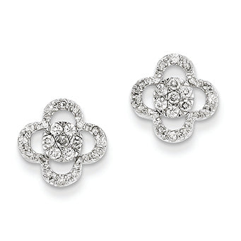 0.4 Carat 14K White Gold & Diamond Flower Post Earrings