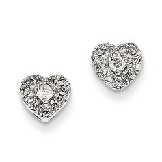 0.2 Carat 14K White Gold 0.16ct Diamond Heart Post Earrings
