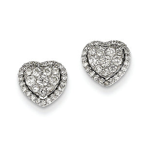 0.5 Carat 14K White Gold Diamond Heart Screw Back Post Earrings