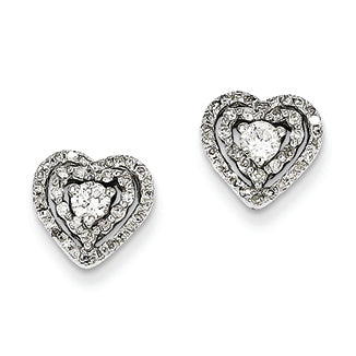 0.5 Carat 14K White Gold Diamond Heart Post Earrings