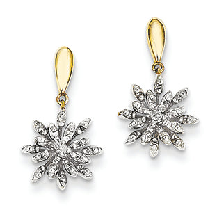 0.2 Carat 14K Gold Diamond Flower Post Dangle Earrings