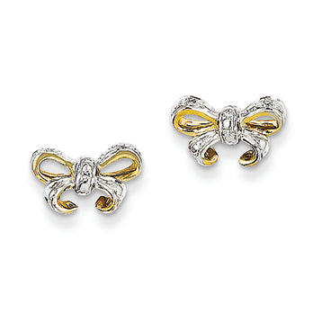 14K Gold Diamond Bow Post Earrings