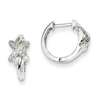 0.1 Carat 14K White Gold 0.1ct Diamond X Hinged Hoop Earrings