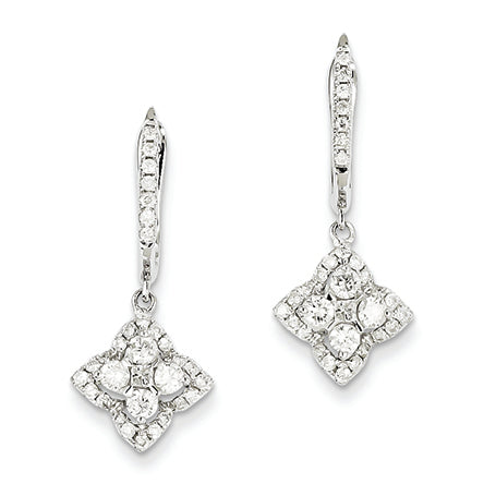 0.9 Carat 14K White Gold Diamond Hinged Hoop Dangle Earrings