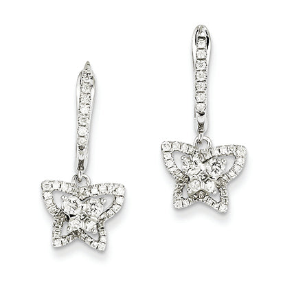 0.6 Carat 14K White Gold Diamond Hinged Hoop Dangle Butterfly Earrings