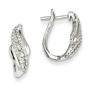 0.3 Carat 14K White Gold 0.25ct Diamond Swirl Hinged Earrings