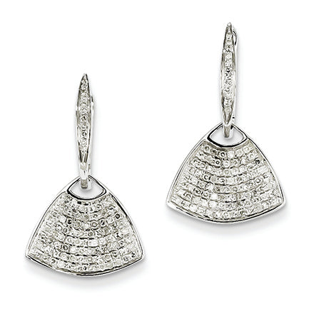 0.5 Carat 14K White Gold Diamond Triangle Dangle Hinged Hoop Earrings