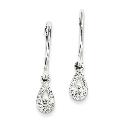 0.4 Carat 14K White Gold Diamond Hinged Hoop Teardrop Dangle Earrings