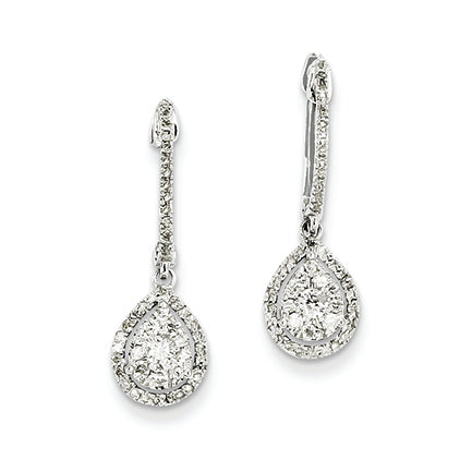 0.5 Carat 14K White Gold & Diamond Pear Shaped Hinged Hoop Earring