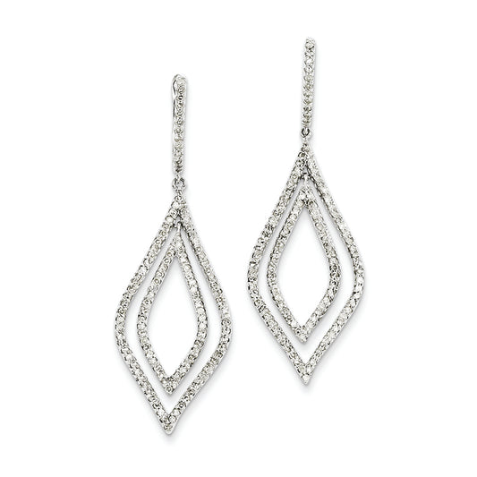 1.1 Carat 14K White Gold Diamond Teardrop Hinged Dangle Earrings