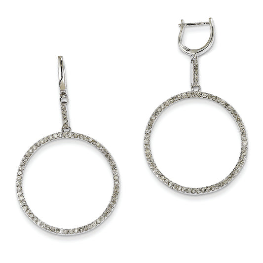 0.8 Carat 14K White Gold Diamond Hinged Circle Earrings