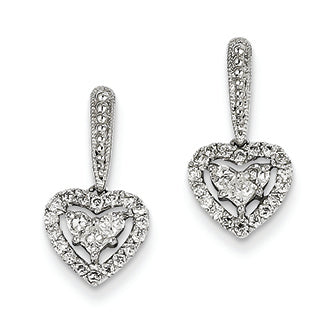 0.6 Carat 14K White Gold Diamond Heart Post Earrings