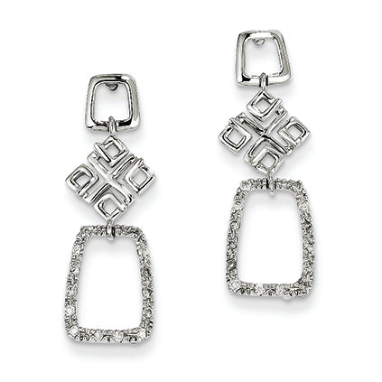 0.1 Carat 14K White Gold & Diamond Dangle Post Earrings