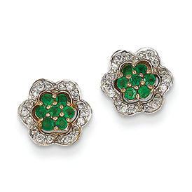 0.3 Carat 14K Gold Diamond & Emerald Earrings