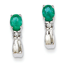 0.8 Carat 14K White Gold Diamond & Emerald Earrings