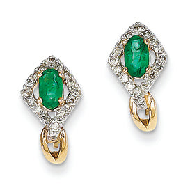 0.7 Carat 14K Gold Diamond & Emerald Earrings