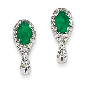 1.2 Carat 14K White Gold Diamond & Emerald Earrings