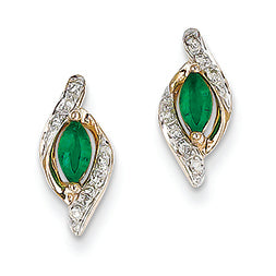 0.4 Carat 14K Gold Diamond & Emerald Earrings