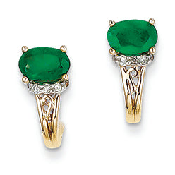 1.1 Carat 14K Gold Diamond & Emerald Earrings