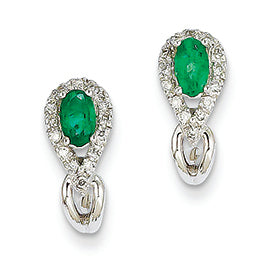 0.6 Carat 14K White Gold Diamond & Emerald Earrings