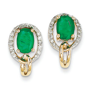 1.9 Carat 14K Gold Diamond & Emerald Earrings