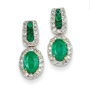 1.5 Carat 14K Gold Diamond & Emerald Earrings