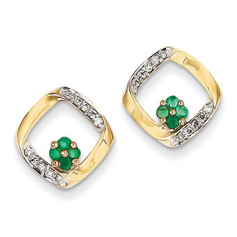 0.3 Carat 14K Gold Diamond & Emerald Earrings