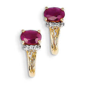 1.4 Carat 14K Gold Diamond & Ruby Earrings