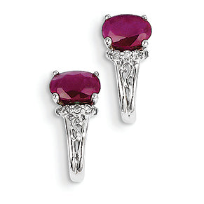 1.4 Carat 14K White Gold Diamond & Ruby Earrings