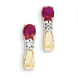 1.1 Carat 14K Gold Diamond & Ruby Earrings